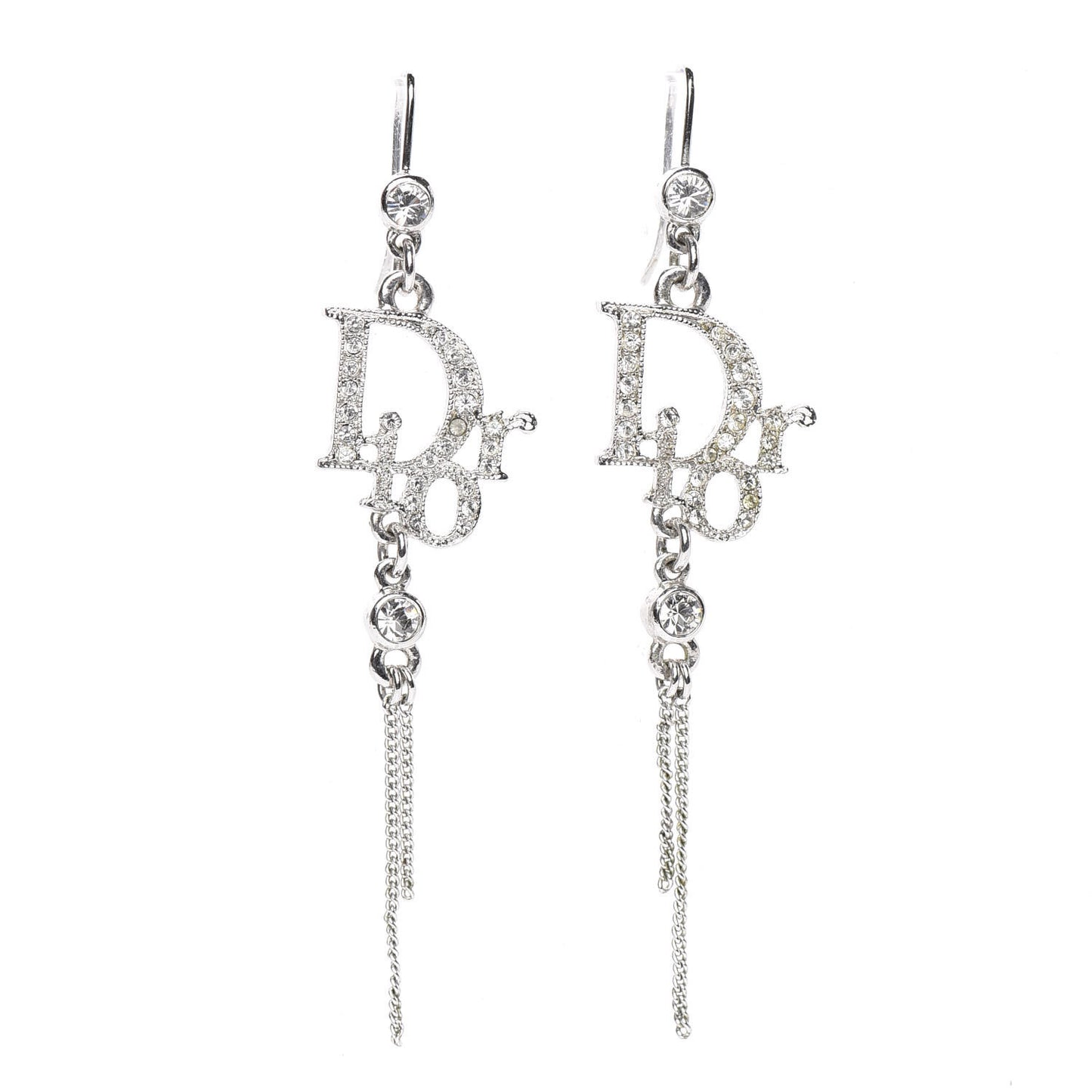 Crystal Signature Drop Earrings Silver