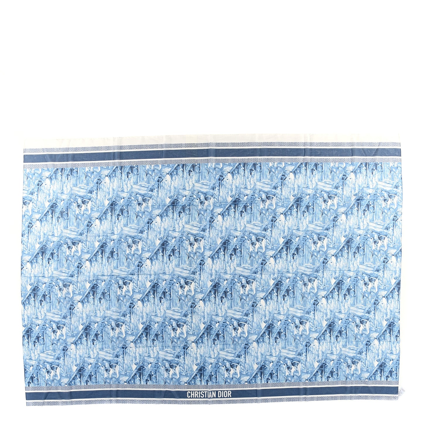 Cotton Athens Print Sarong Blue Ecru