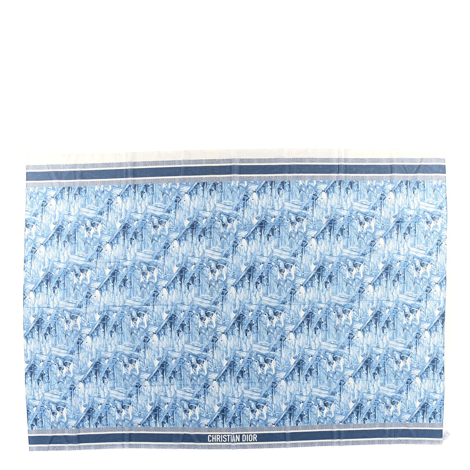 Christian Dior Cotton Athens Print Sarong Blue Ecru 1 of 3