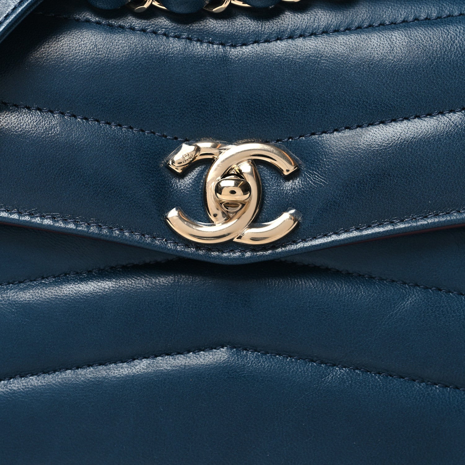 Chanel Shiny Lambskin Quilted Small Chevron Miroir Dark Blue 8 of 12