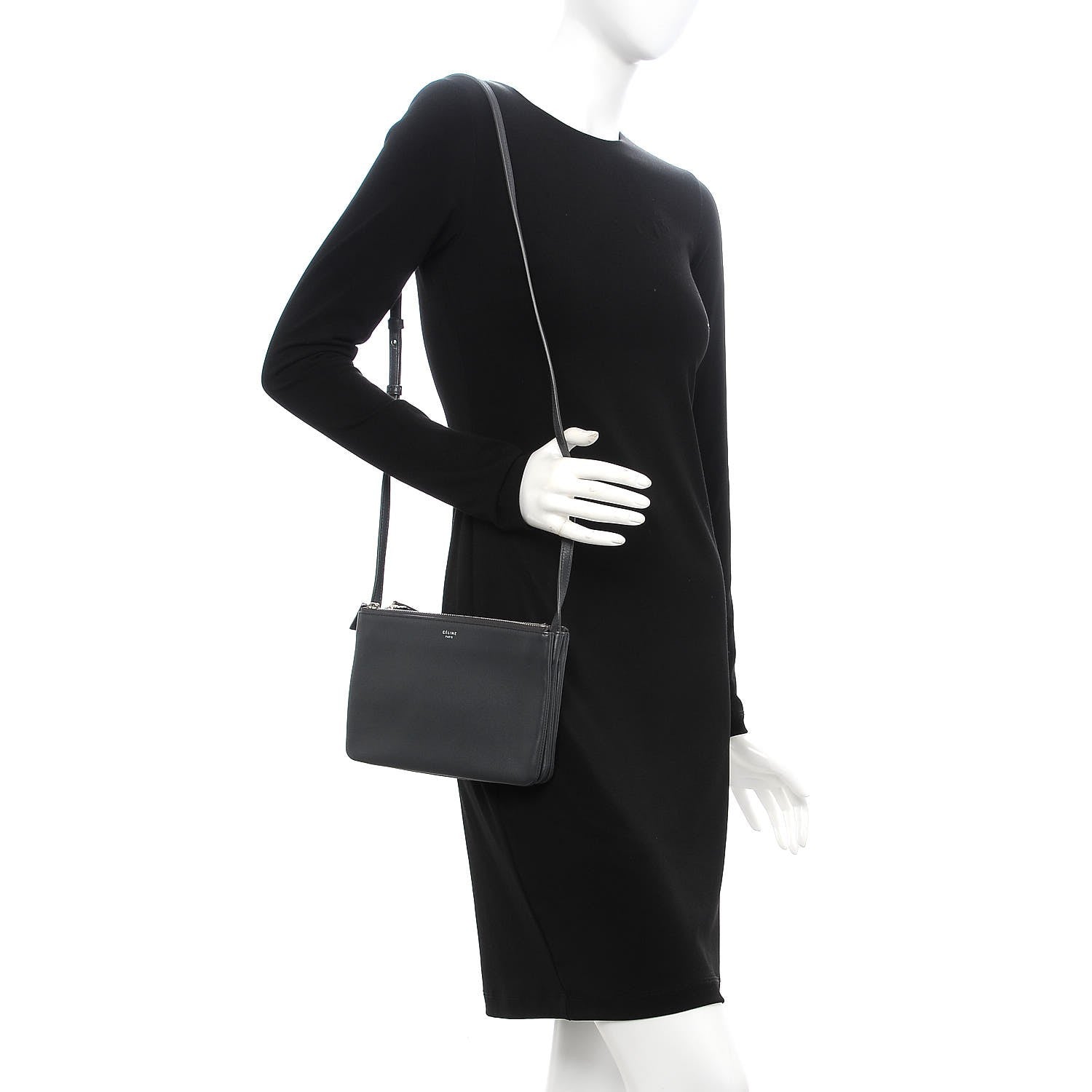 Celine Lambskin Small Trio Crossbody Bag Anthracite 2 of 9