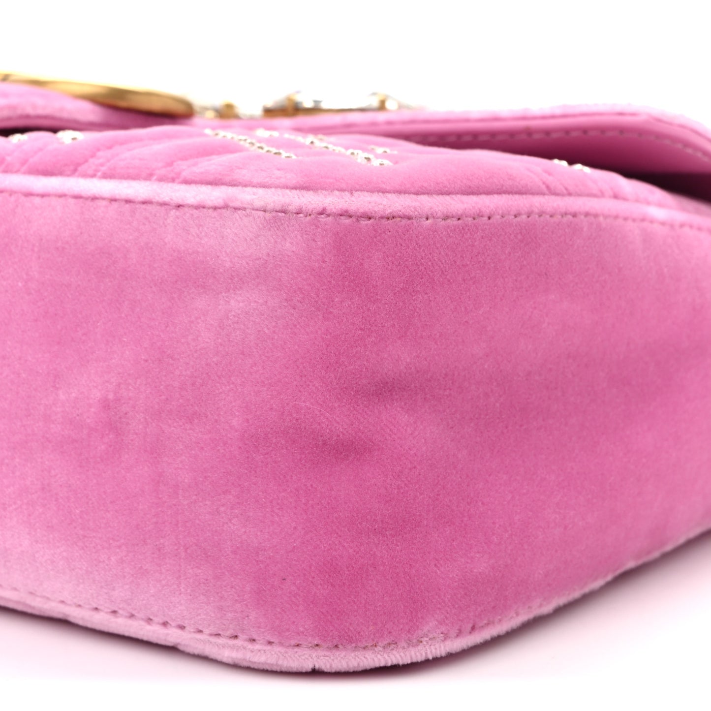 Velvet Matelasse Marquise Crystals Embroidered Small GG Marmont Shoulder Bag Malva