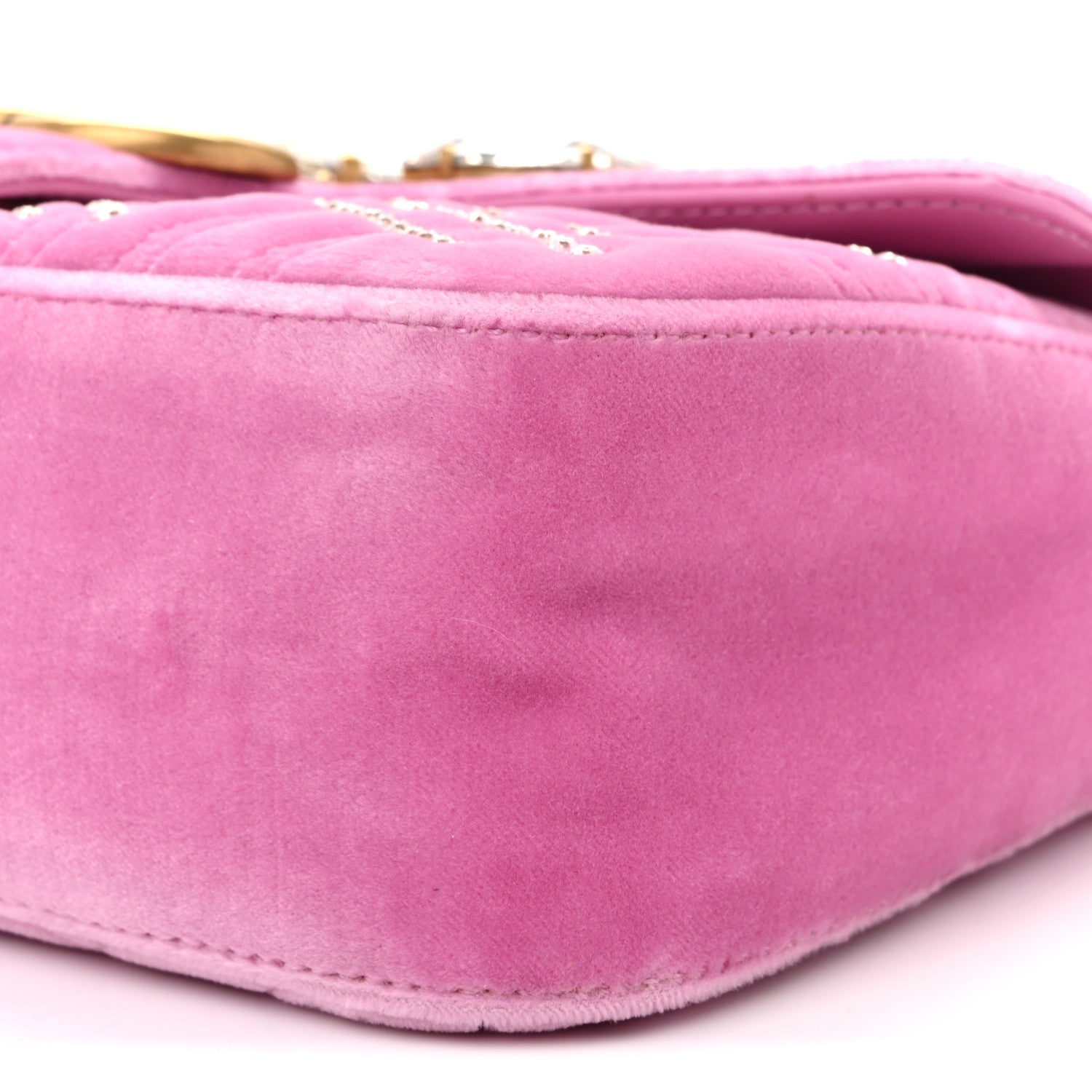 Gucci Velvet Matelasse Marquise Crystals Embroidered Small GG Marmont Shoulder Bag Malva 10 of 10