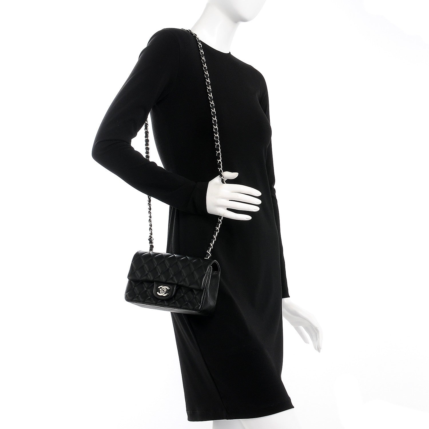 Chanel Lambskin Quilted Mini Rectangular Flap Black 2 of 8