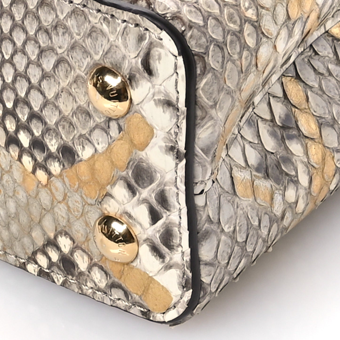 Metallic Snakeskin Capucines Mini Dore