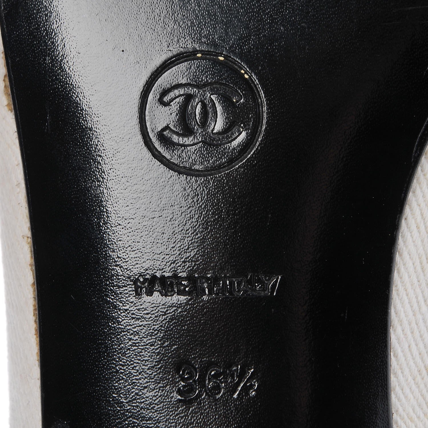 Chanel Twill Grosgrain CC Cap Toe Ballerina Flats 36.5 White Black 8 of 17