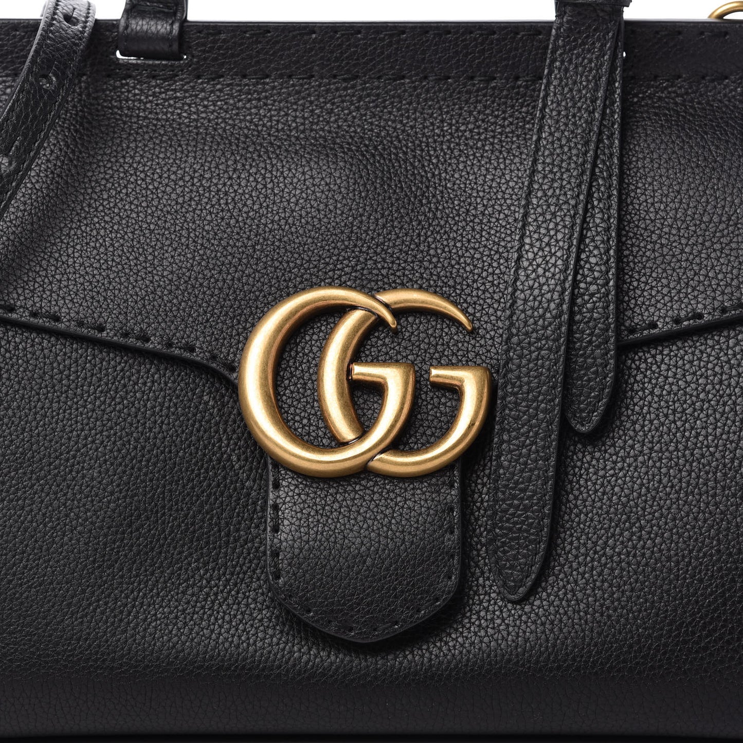 Calfskin Small GG Marmont Top Handle Bag Black