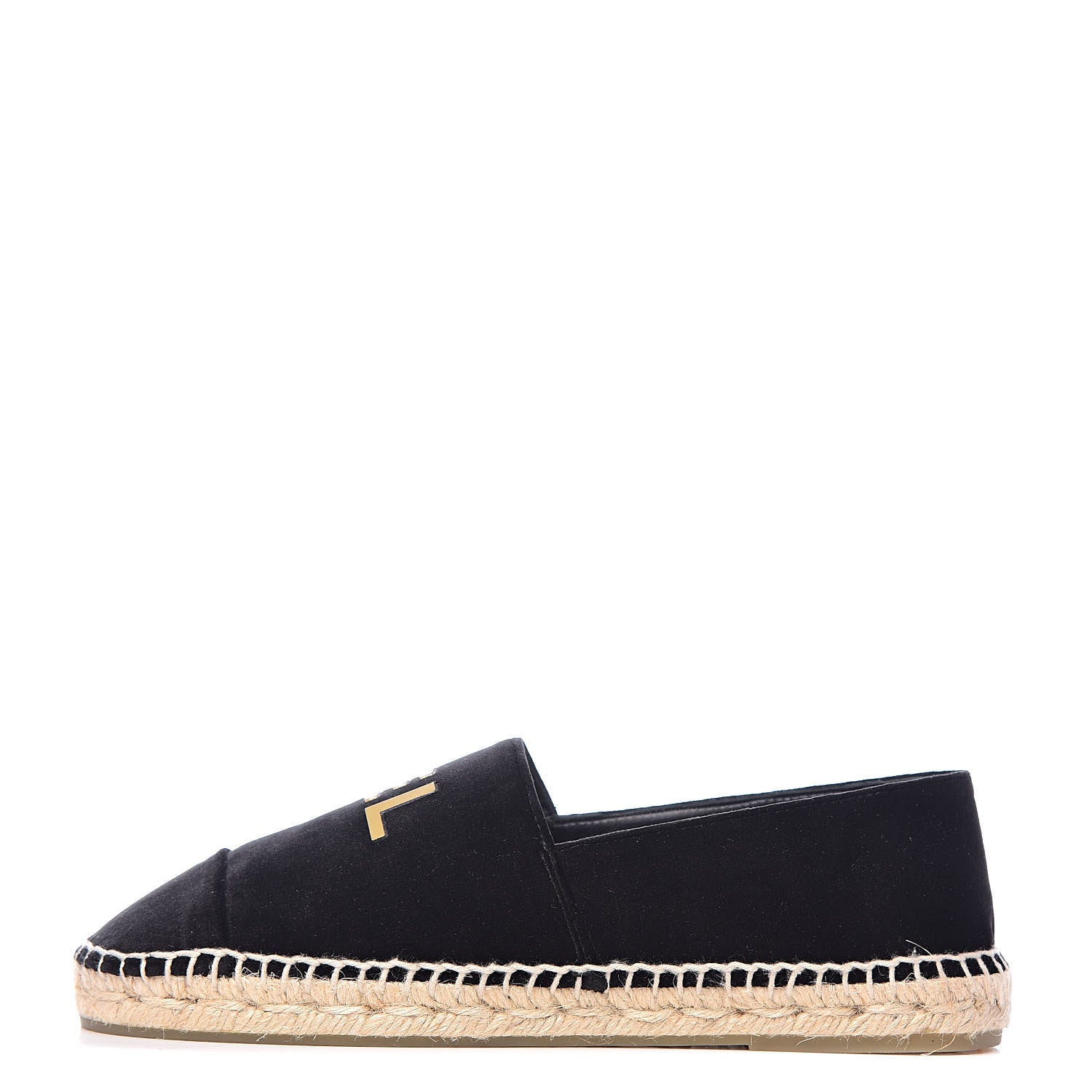 Chanel Velvet Logo Espadrilles 38 Black 1 of 10