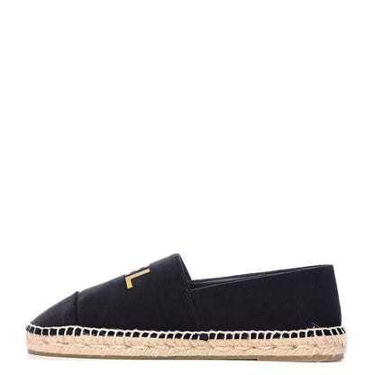 Chanel Velvet Logo Espadrilles 38 Black 1 of 10