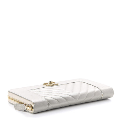 Chanel Metallic Sheepskin Quilted Mademoiselle Vintage Zip Around Wallet Light Gold 4 of 12