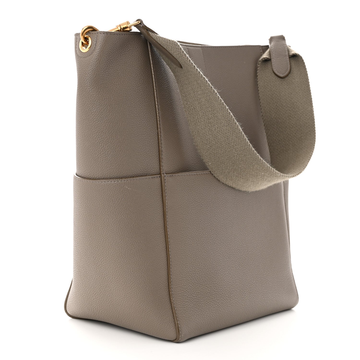 Celine Soft Grained Calfskin Sangle Bucket Bag Taupe 3 of 12