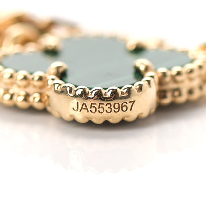Van Cleef & Arpels 18K Yellow Gold Diamond Malachite 10 Motifs Vintage Alhambra Necklace 6 of 7