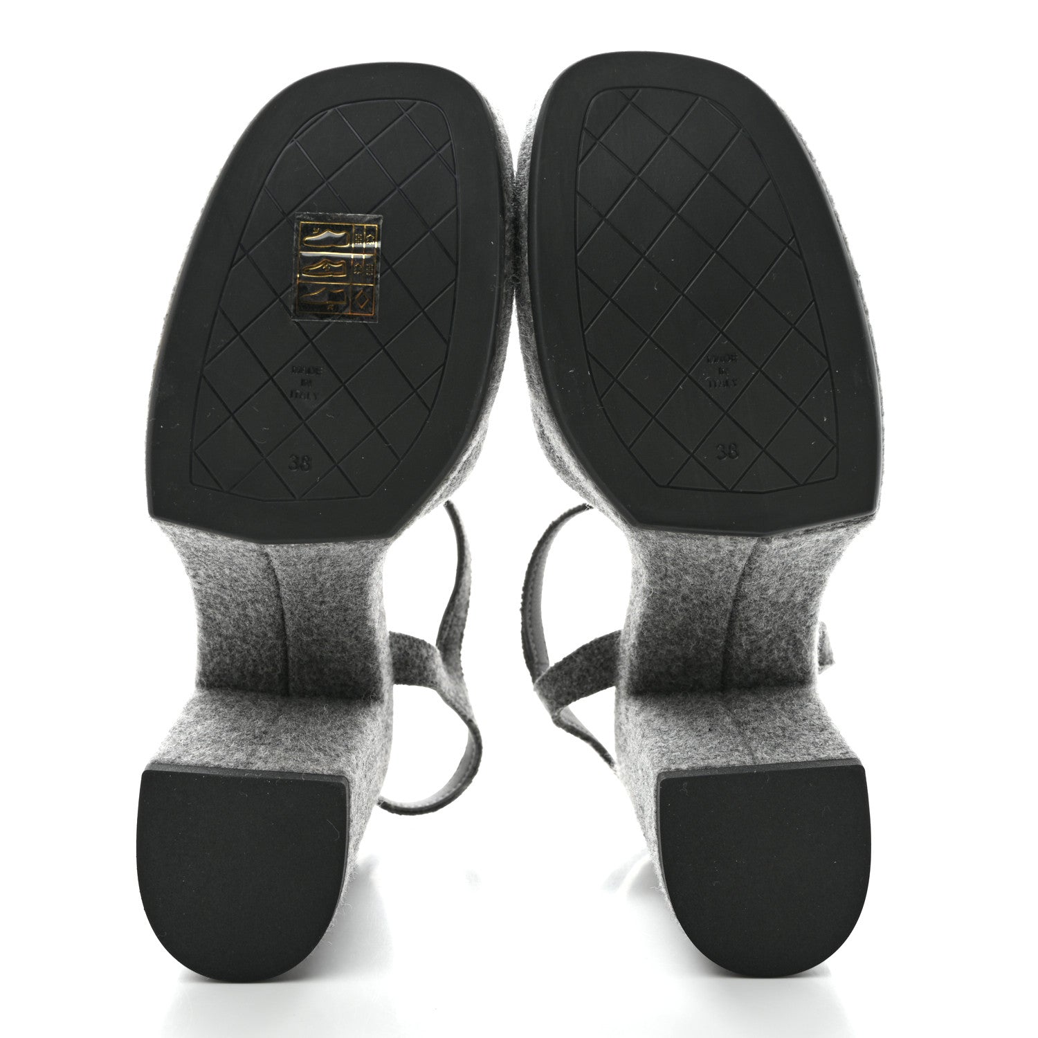 Chanel Wool CC Platform Sandals 38 Grey 1493434 – FASHIONPHILE