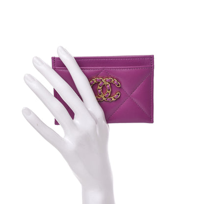 Chanel Shiny Goatskin Quilted 19 Card Holder Purple 2 of 9