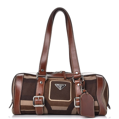Prada Canvas Calfskin Small Buckle Bag Brown 1 of 11