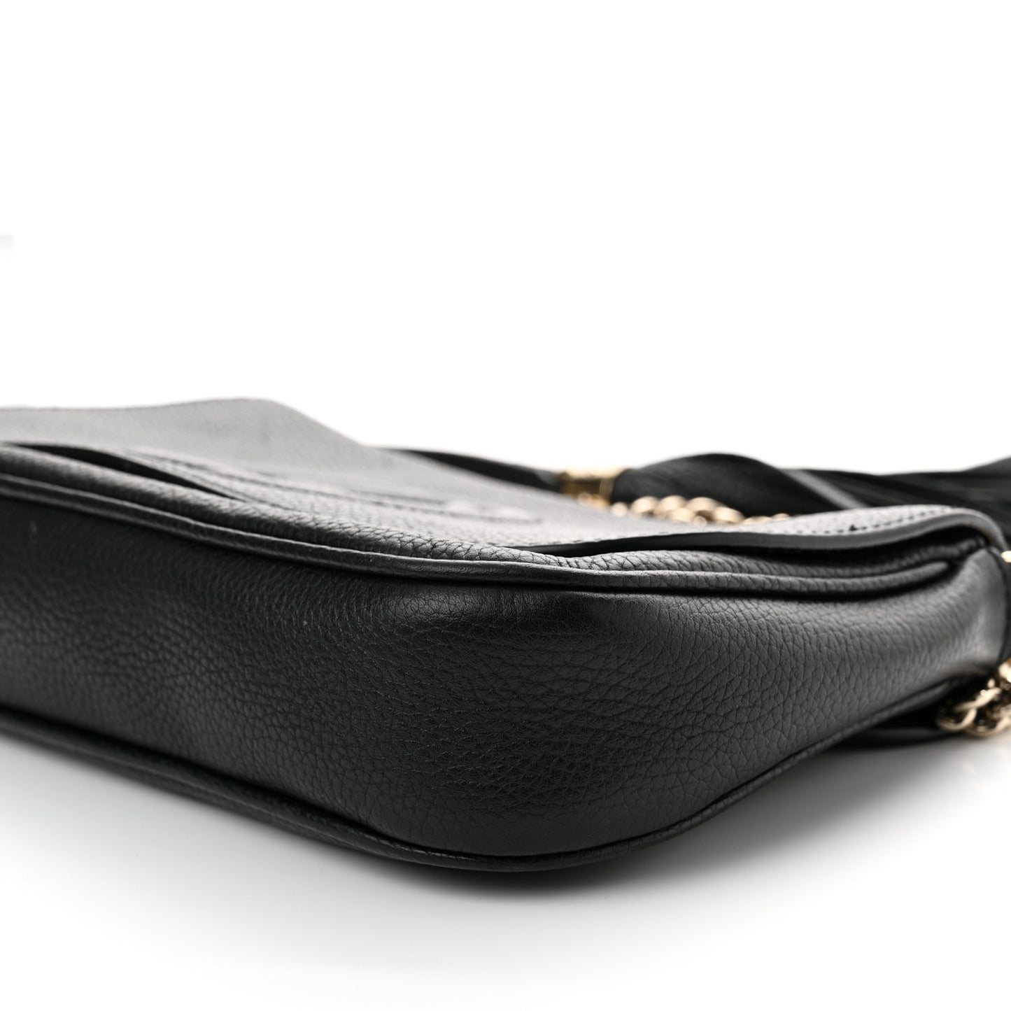 Pebbled Calfskin Medium Soho Flap Crossbody Black