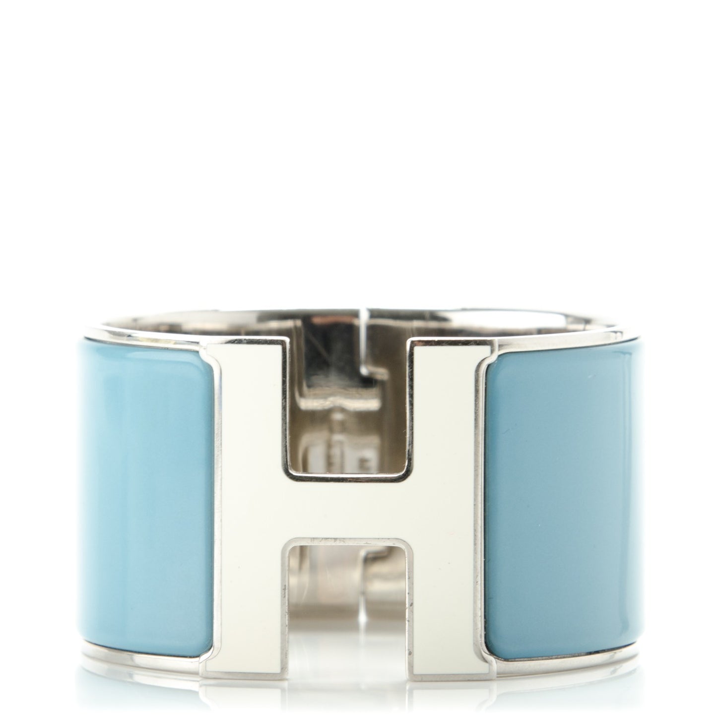 Enamel Extra Wide Clic Clac H Bracelet PM Blue Jean White