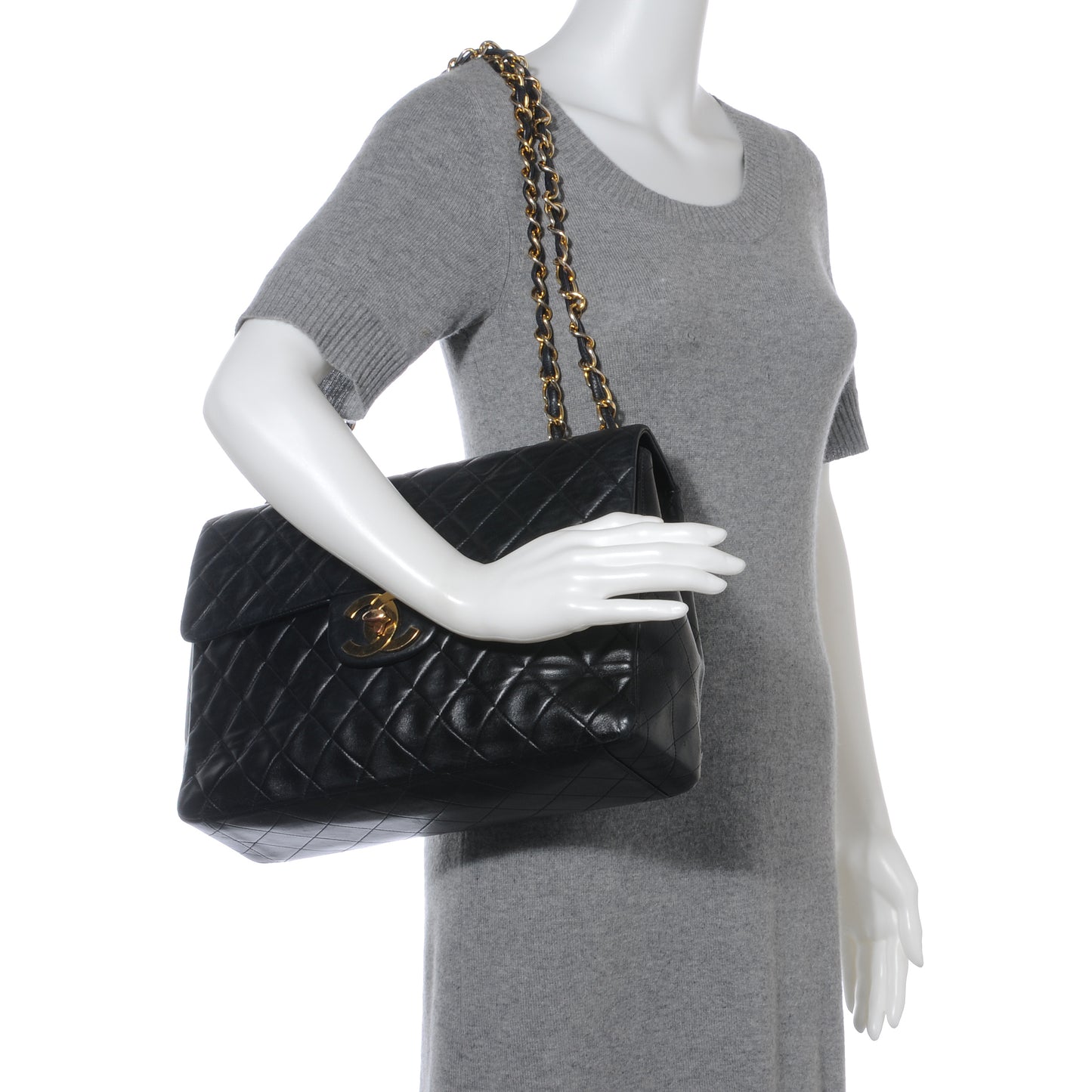 Lambskin XL Jumbo Flap Black