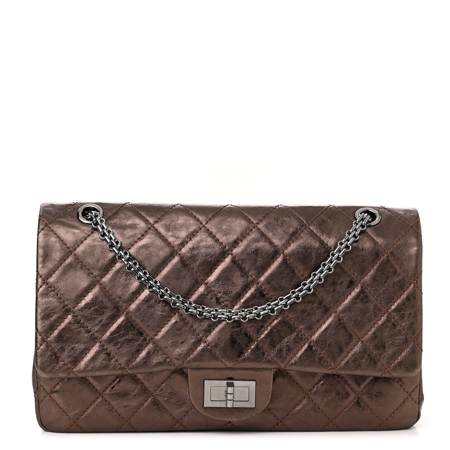 Metallic Aged Calfskin Quilted 2.55 Reissue 227 Flap Bronze