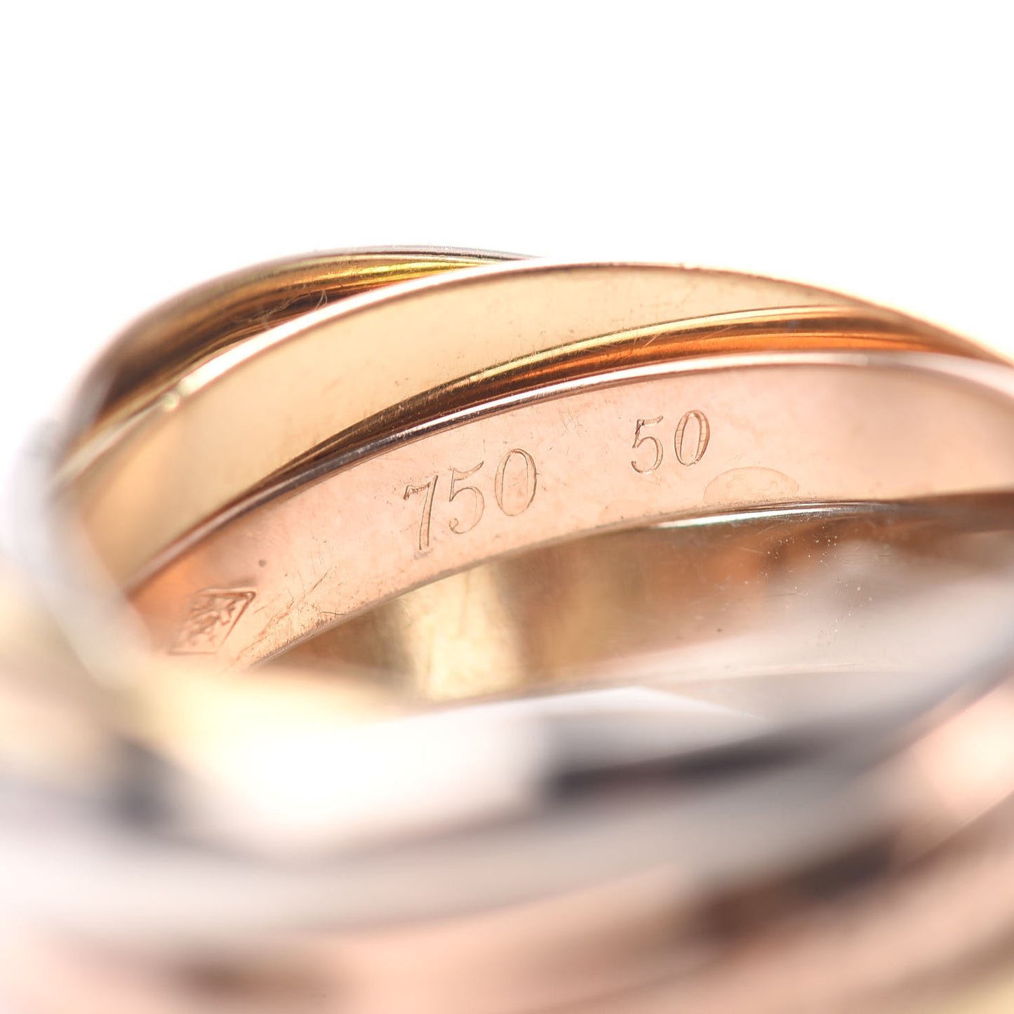 18K Pink Yellow White Gold Five Band Les Must De Trinity Ring 50 5.25