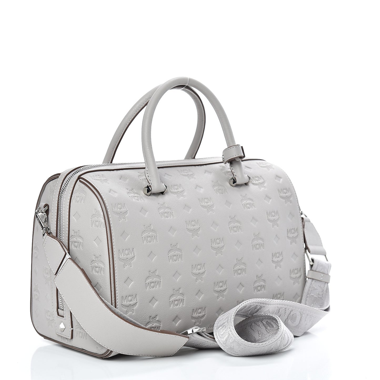 Calfskin Ottomar Monogram Essential Boston Bag Dove