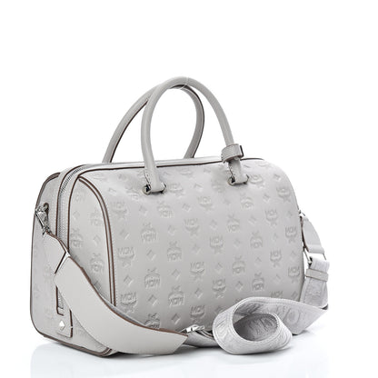 MCM Calfskin Ottomar Monogram Essential Boston Bag Dove 2 of 9