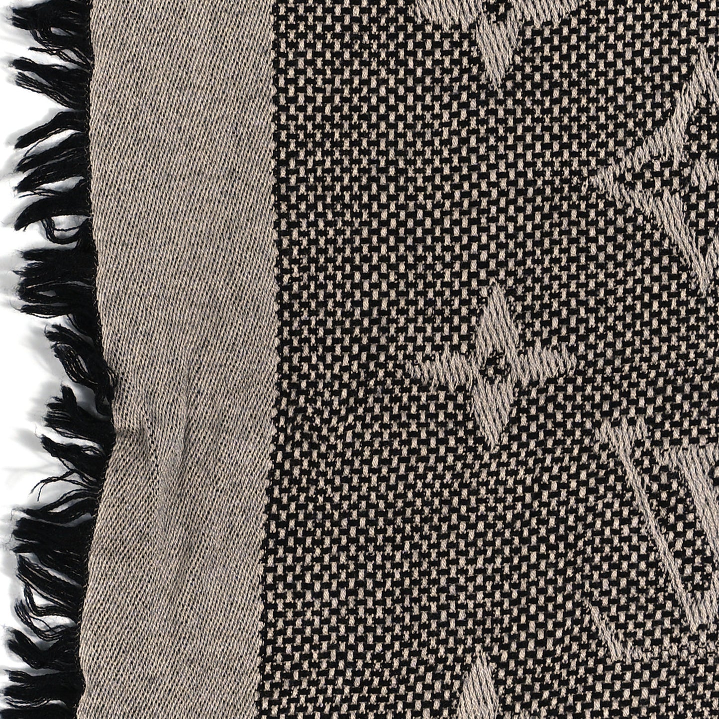 Silk Wool Monogram Denim Shawl Black