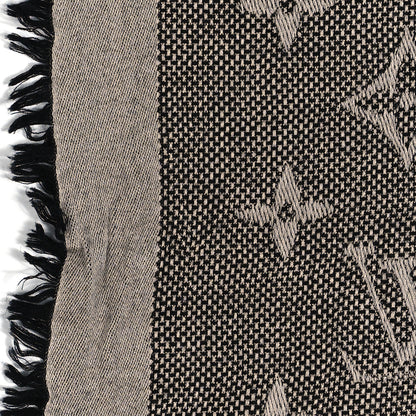 Louis Vuitton Silk Wool Monogram Denim Shawl Black 4 of 5