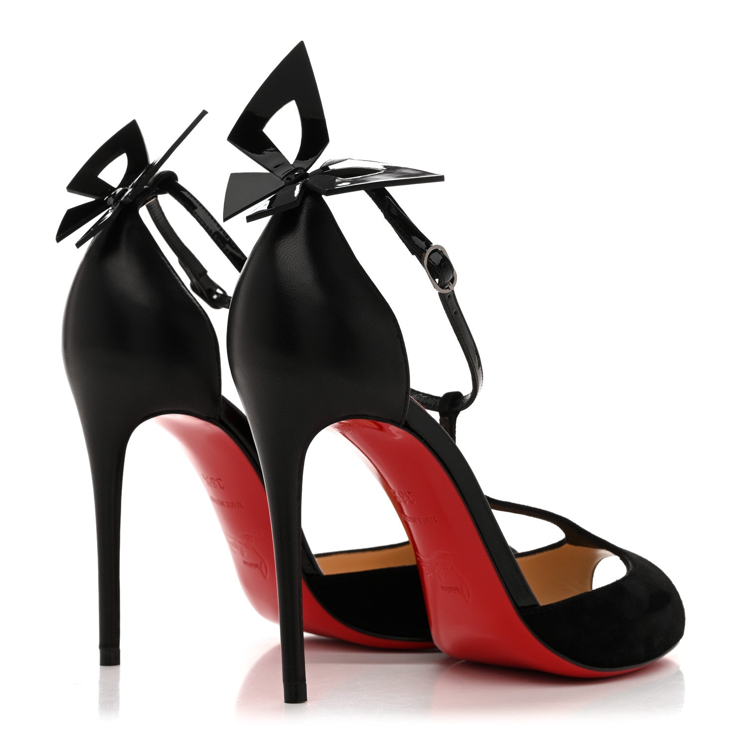 Christian Louboutin Suede Patent Shiny Nappa Aribak 100 Pumps 36.5 Version Black 5 of 9