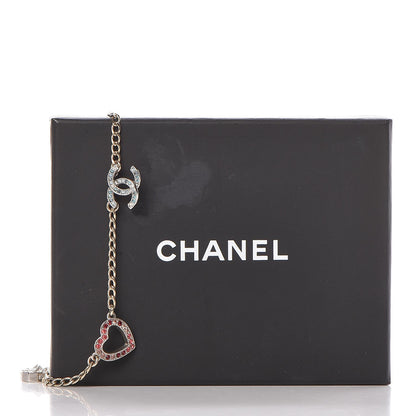 Chanel Crystal Eye Heart CC Charm Necklace Gold Silver 6 of 6