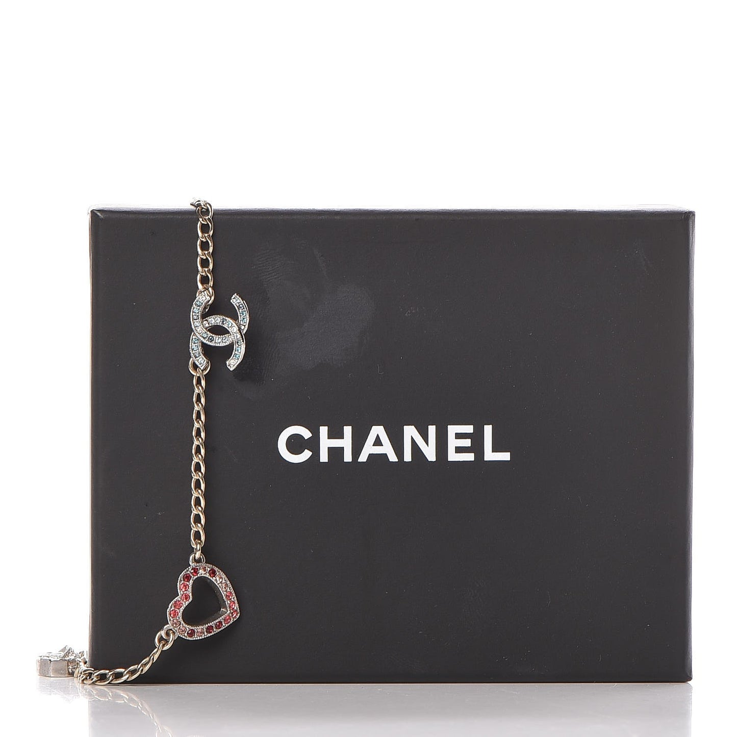 Crystal Eye Heart CC Charm Necklace Gold Silver