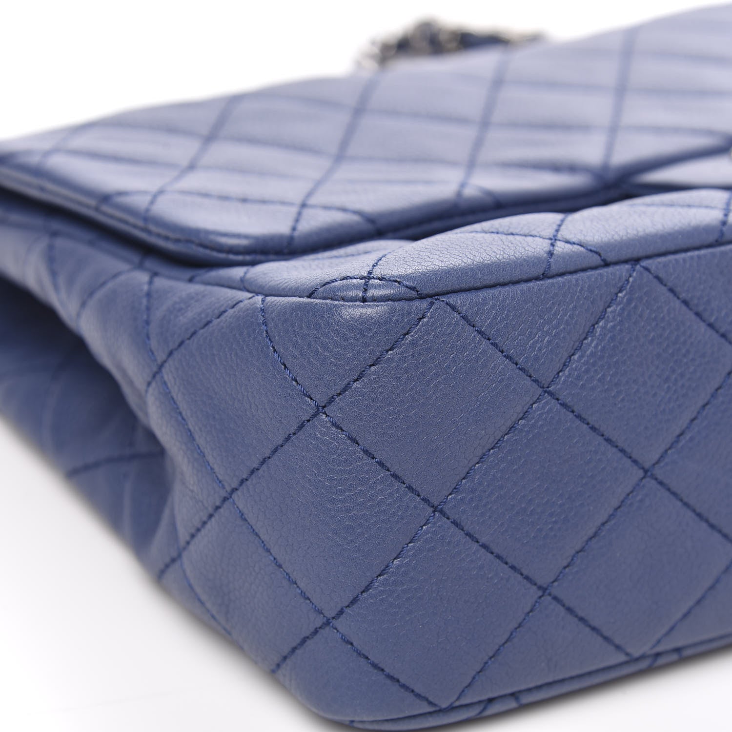 Chanel Washed Caviar Jumbo Single Flap Blue 8 of 10