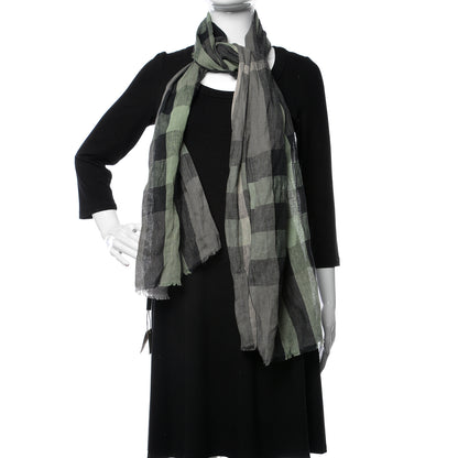 Burberry Linen Giant Exploded Check Lightweight Scarf Light Grey 2 of 5