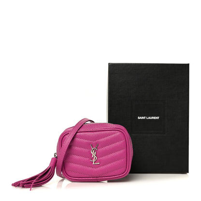 Saint Laurent Grain De Poudre Matelasse Monogram Baby Lou Camera Bag Electric Fuxia 11 of 11
