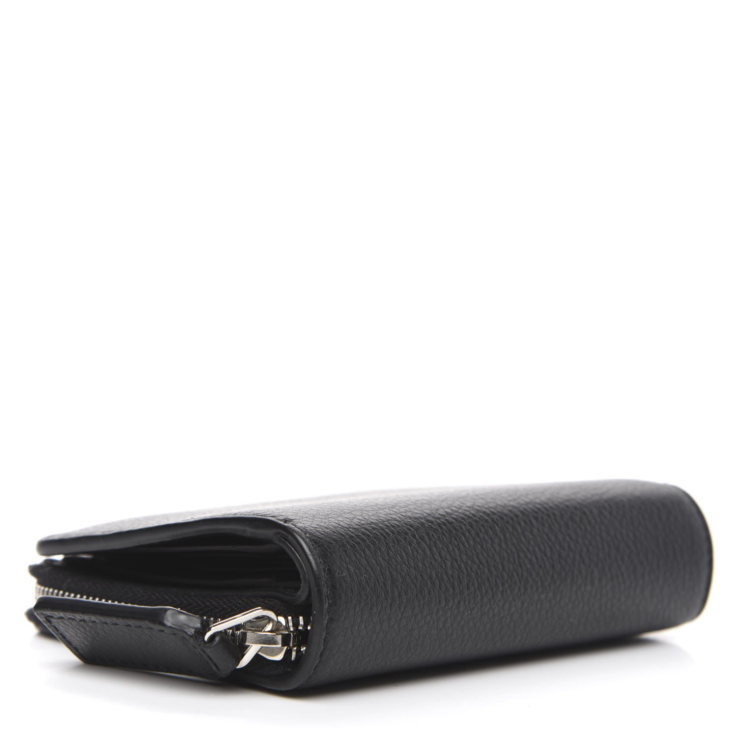 Saint Laurent Grained Calfskin Rive Gauche Compact Zip Around Wallet Black 4 of 7