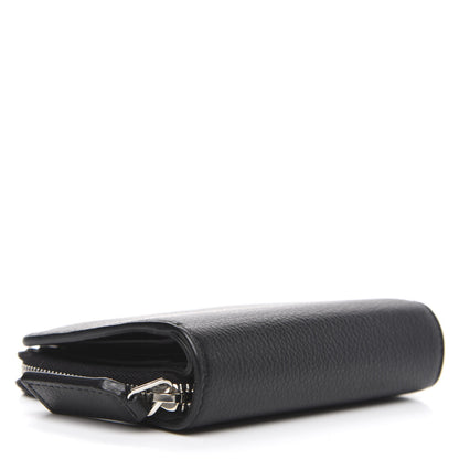 Saint Laurent Grained Calfskin Rive Gauche Compact Zip Around Wallet Black 4 of 7