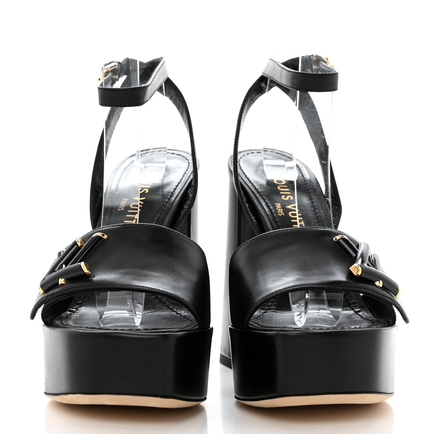 Louis Vuitton Calfskin Shake Platform Sandal 37 Black 2 of 9