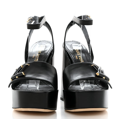 Louis Vuitton Calfskin Shake Platform Sandal 37 Black 2 of 9