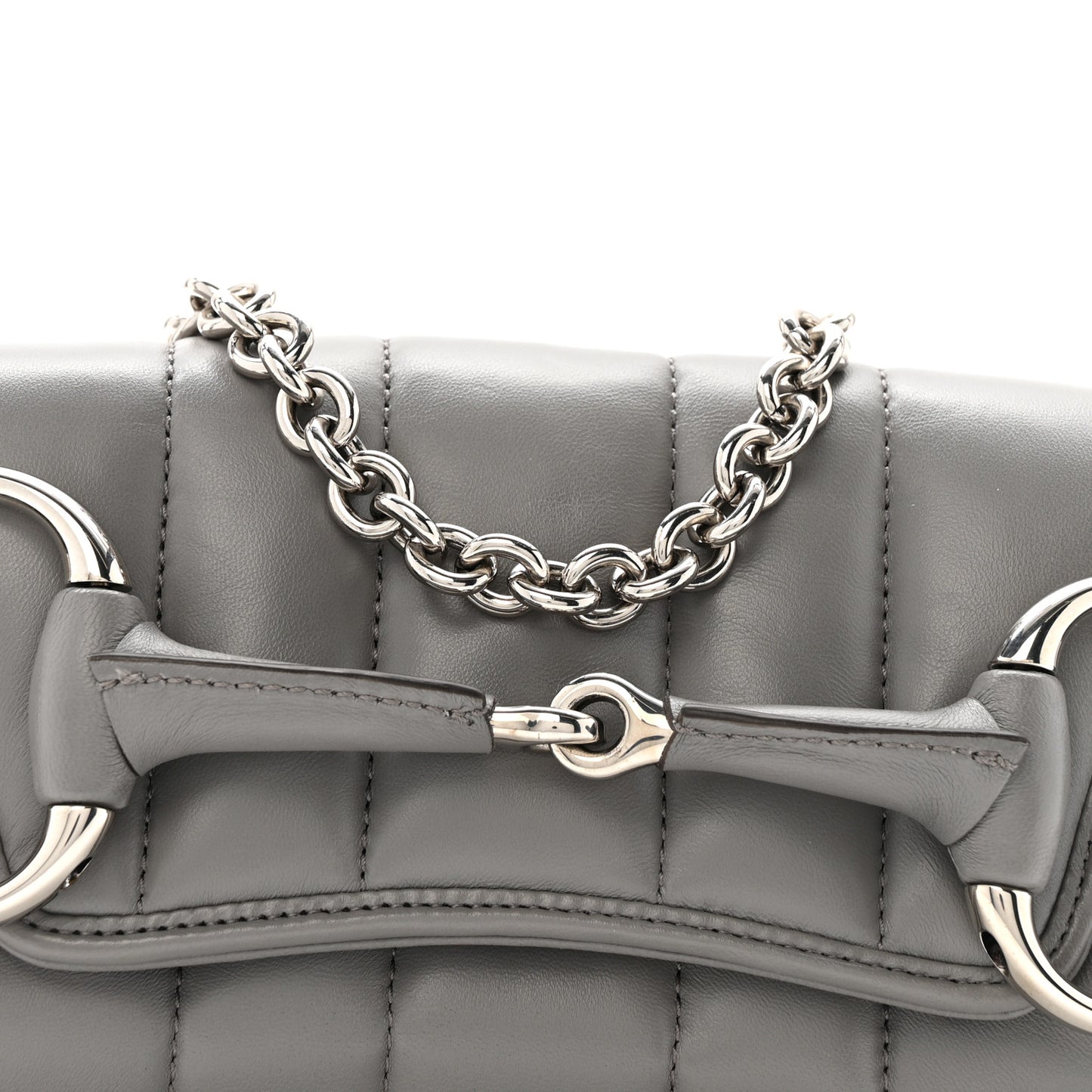 Nappa Vertical Matelasse Small Maxi Horsebit Chain Shoulder Bag Gray