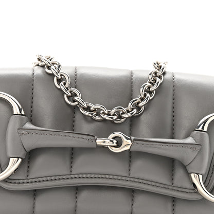 Gucci Nappa Vertical Matelasse Small Maxi Horsebit Chain Shoulder Bag Gray 8 of 14