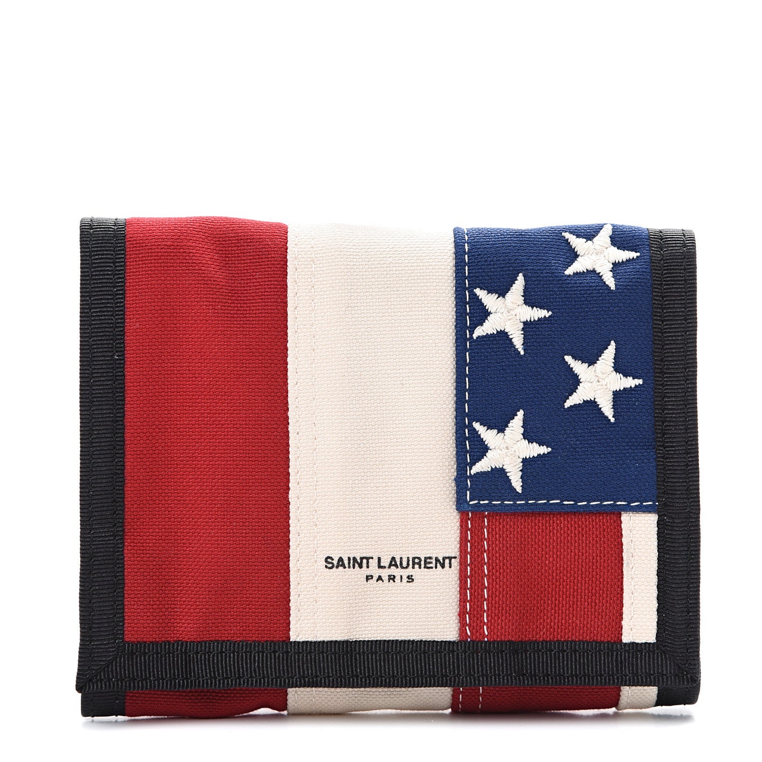 Saint Laurent Canvas American Flag Print Buffalo Compact Wallet 1 of 6