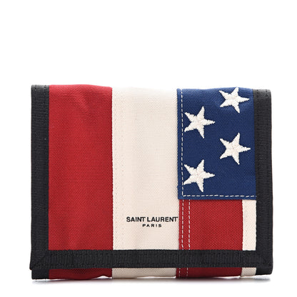 Saint Laurent Canvas American Flag Print Buffalo Compact Wallet 1 of 6