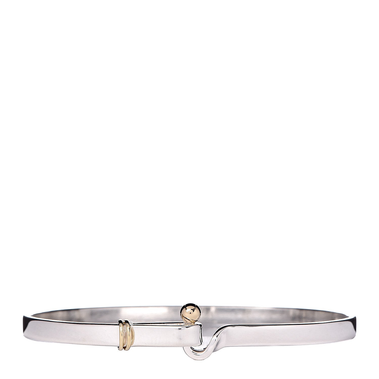 Tiffany Sterling Silver 18K Yellow Gold Hook Eye Bangle Bracelet 1 of 4