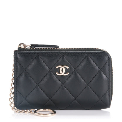 Chanel Lambskin Quilted Key Holder Case Black 1 of 7