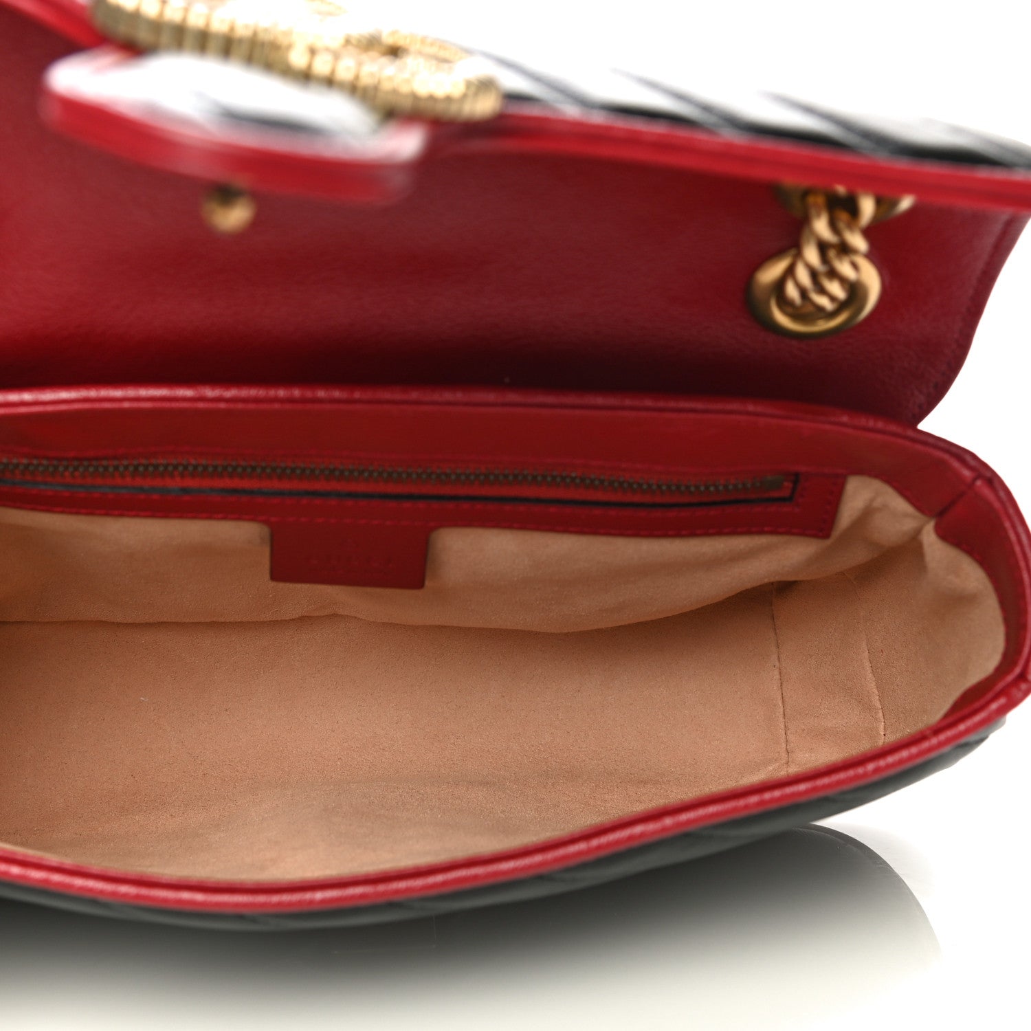 Gucci Vintage Effect Calfskin Matelasse Diagonal Small Torchon GG Marmont Shoulder Bag Black Romantic Cherry 5 of 11