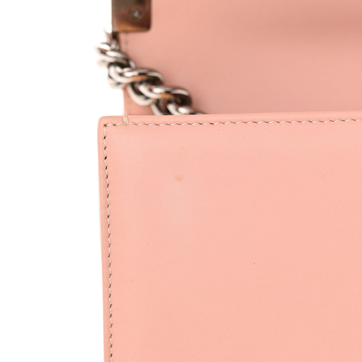 Patent Chevron Quilted New Medium Boy Flap Light Pink