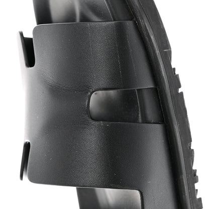 Hermes Calfskin Mens Chypre Sandals 44 Black 9 of 11