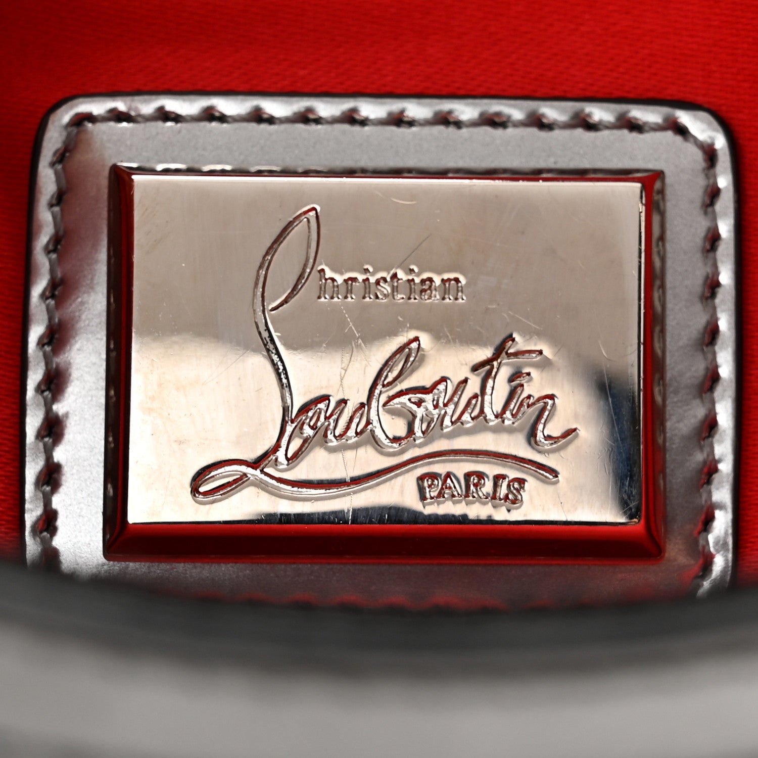 Christian Louboutin Patent Calfskin Glitter Studded Loubiclutch Crossbody Clutch Silver 6 of 11