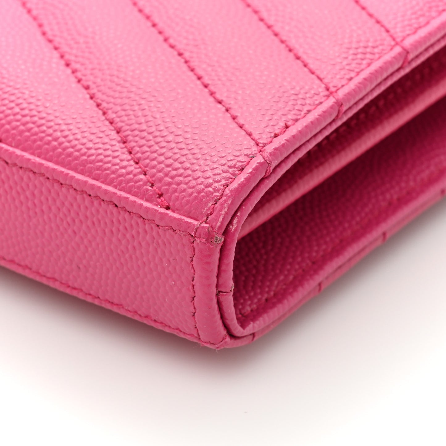 Grain De Poudre Matelasse Chevron Cassandre Chain Wallet Lipstick Fuschia