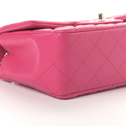 Chanel Lambskin Quilted Mini Rectangular Flap Dark Pink 9 of 14